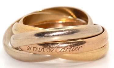 Les Must de Cartier 5 Band-Ring, 750er Tricolor, nummeriert 03680G, ges. 8,5 g, RG 51