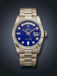 ROLEX, WHITE GOLD AND DIAMOND-SET 'DAY-DATE', WITH LAPIS LAZULI DIAL, REF. 118239