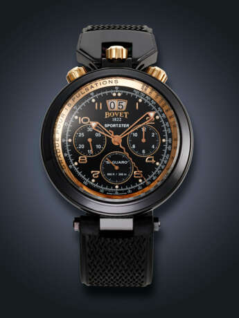 BOVET, PVD-COATED STAINLESS STEEL CHRONOGRAPH 'SPORTSTER SAGUARO' WITH PULSATION DIAL, REF. C806 - photo 1