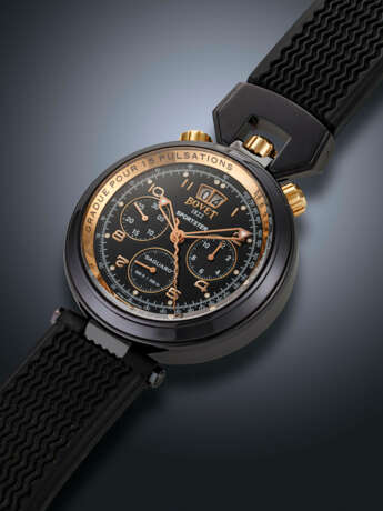 BOVET, PVD-COATED STAINLESS STEEL CHRONOGRAPH 'SPORTSTER SAGUARO' WITH PULSATION DIAL, REF. C806 - Foto 2