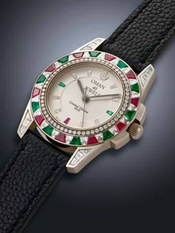 ALFRED DUBOIS, LIMITED EDITION WHITE GOLD, DIAMOND, EMERALD AND RUBY-SET 'OMAN 40 JEWELS', NO 21/40 - Foto 2