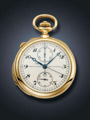 PATEK PHILIPPE, RARE YELLOW GOLD MINUTE REPEATING SPLIT-SECONDS CHRONOGRAPH OPENFACE POCKET WATCH