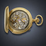PATEK PHILIPPE, RARE YELLOW GOLD MINUTE REPEATING SPLIT-SECONDS CHRONOGRAPH OPENFACE POCKET WATCH - photo 4