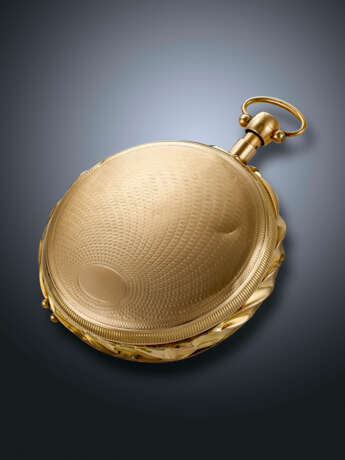 SWISS, YELLOW GOLD JAQUEMART QUARTER REPEATING VERGE OPENFACE POCKET WATCH WITH CONCEALED EROTIC AUTOMATON - фото 2