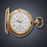 UNSIGNED, 14K PINK GOLD MINUTE REPEATING SINGLE BUTTON CHRONOGRAPH HUNTER-CASE POCKET WATCH - photo 1