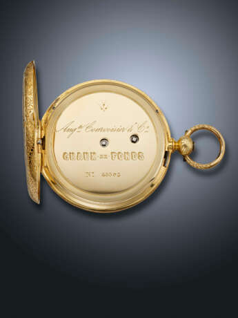 AUGUST COURVOISIER, YELLOW GOLD AND ENAMEL OPENFACE POCKET WATCH - фото 3