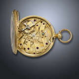 AUGUST COURVOISIER, YELLOW GOLD AND ENAMEL OPENFACE POCKET WATCH - Foto 4