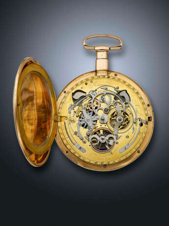 MEURON & CO, YELLOW GOLD QUARTER REPEATER OPENFACE POCKET WATCH WITH CILINDER ESCAPEMENT - photo 4