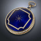 LE ROY, YELLOW GOLD, PEARLS AND ENAMEL VERGE OPENFACE POCKET WATCH - Foto 2