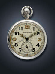 JAEGER-LECOULTRE, STAINLESS STEEL MILITARY OPENFACE POCKET WATCH 'G.S.T.P.'
