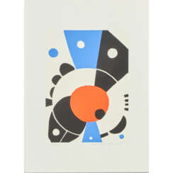ACKERMANN, MAX (1887-1975, Prof.), "Abstrakte Komposition mit roten, blauen und schwarzen Farbfeldern",