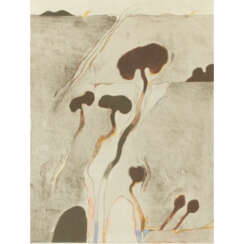 SCHREINER, HANS (geb. 1930), "Abstrahierte Landschaftskomposition mit kleinen Vulkanen",