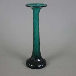Enghalsvase - Murano, bläulich grünes Glas, über r…