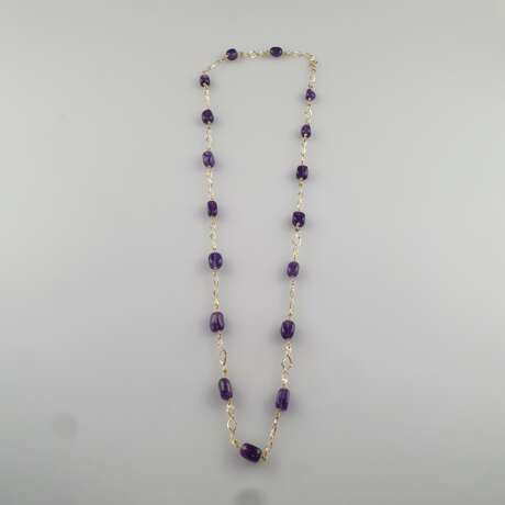 Halskette aus 14K-Gelbgold mit Amethysten- Gelbgol… - Foto 3