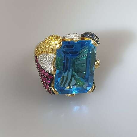 Skurriler „London Blue“ -Topas-Goldring - Gelbgold… - фото 8