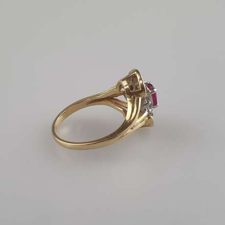Diamant-Rubin-Ring - Gelbgold 585/000, gestempelt… - Foto 3