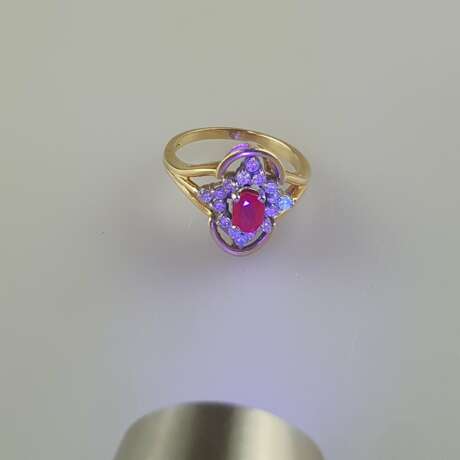 Diamant-Rubin-Ring - Gelbgold 585/000, gestempelt… - Foto 6