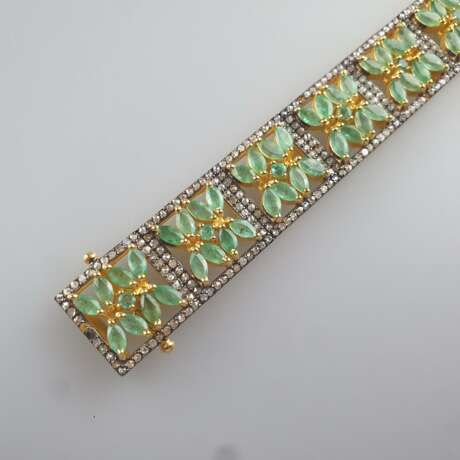 Silberarmband mit Smaragd- und Diamantbesatz - Ste… - Foto 3