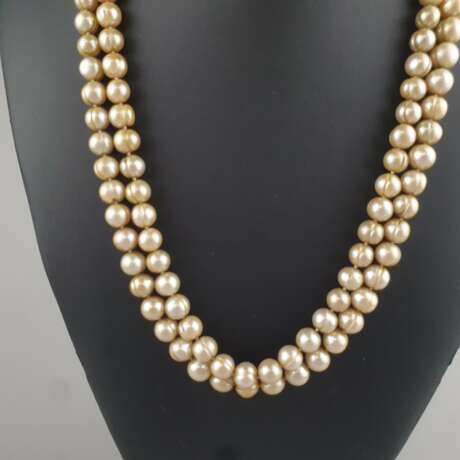 Endlose Akoya-Perlenkette - beigefarbene, barocke… - Foto 2