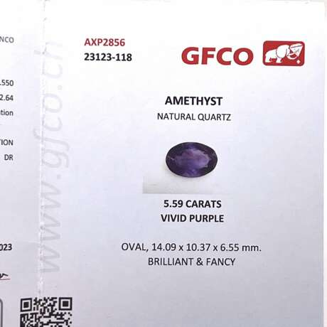 Loser Amethyst - 5,59 ct., Ovalschliff, leuchtend… - фото 5