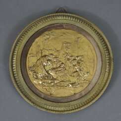 Reliefplakette - Metall vergoldet, runde Plakette…