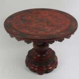 Rotlack-Tisch - China, Holz, geschnitzt, runde Tis… - Foto 1