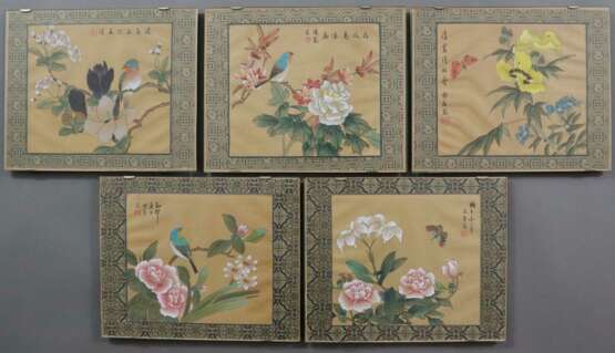 Konvolut chinesische Seidenmalereien - 5 Stück, Ch… - Foto 1