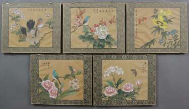 Konvolut chinesische Seidenmalereien - 5 Stück, Ch…