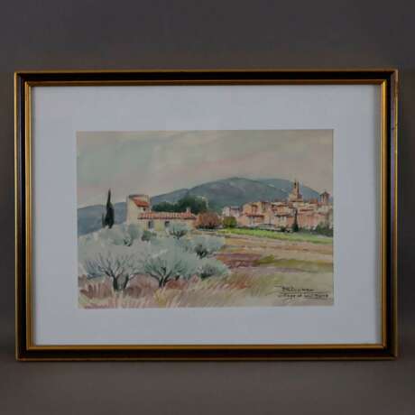 Dumas, R. (20.Jh.) - "Village de Lourmarin", Aquar… - Foto 2