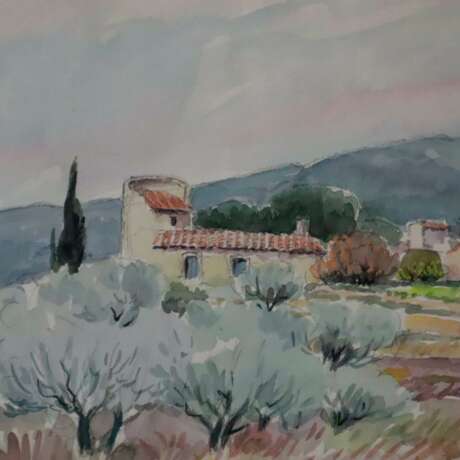 Dumas, R. (20.Jh.) - "Village de Lourmarin", Aquar… - Foto 3