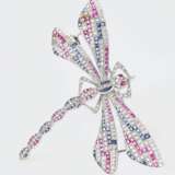 Art-déco Diamant-Rubin-Saphir-Brosche 'Papillon'. - Foto 1