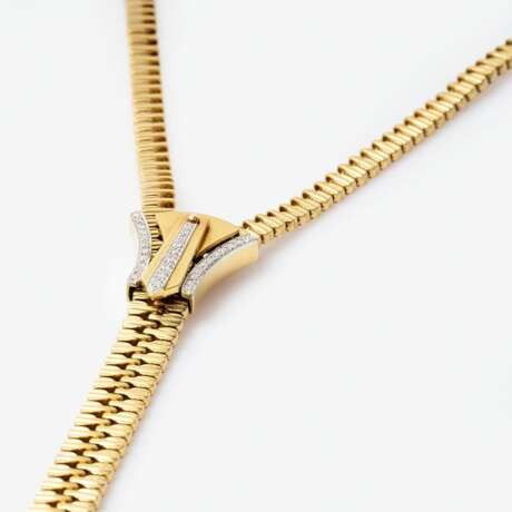 C'est Laudier. Außergewöhnliches 'Zip'-Goldcollier mit Brillant-Besatz. - Foto 3