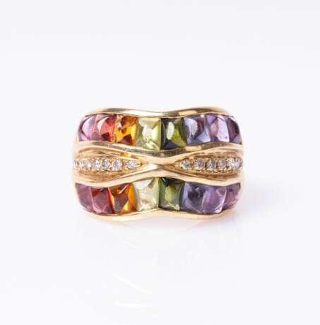 Farbedelstein-Ring 'Rainbow' mit Brillanten. - photo 1