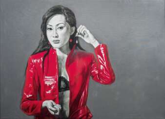 Hua Rong Zheng (Kanton 1970). Rote Lederjacke.