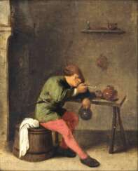 Adriaen Brouwer (Oudenaarde 1605 - Antwerpen 1638), oder Umkreis. Rauchender Bauer.