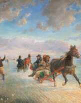 Hermann Kauffmann (Hamburg 1808 - Hamburg 1889). Eisvergnügen auf der Elbe.