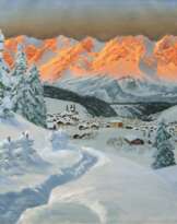 Alois Arnegger (Wien 1879 - Wien 1967). Alpenglühen über Kitzbühel.