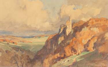 Edward Harrison Compton (Feldafing 1881 - Feldafing 1960). Burg im Herbstwald.