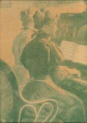 Ernst Eitner (Hamburg 1867 - Hamburg 1955). Antonia Eitner und ihre Schwester Selma am Klavier.
