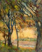 Arthur Illies. Arthur Illies (Hamburg 1870 - Lüneburg 1952). Bäume am Ufer.