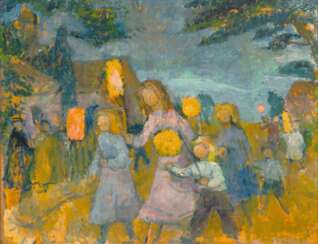 Lisel Oppel (Bremen 1897 - Worpswede 1960). Kinder mit Laternen.