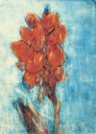 Christian Rohlfs. Rote Blüte auf blauem Grund (Canna Indica) - фото 1