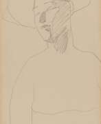 Wax crayon. Amedeo Modigliani. Frau mit Hut im Halbprofil