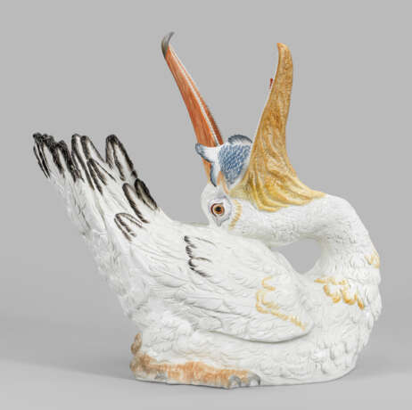 Lebensgroße Tierplastik "Pelikan mit Karpfen" von Meissen - photo 1