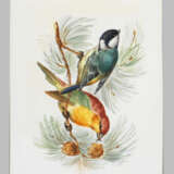 Porzellanbild mit Motiv "Vögel auf Kieferzweig" - Foto 1