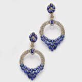 Paar glamouröse Saphir-Diamantohrringe - фото 1