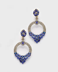 Paar glamouröse Saphir-Diamantohrringe