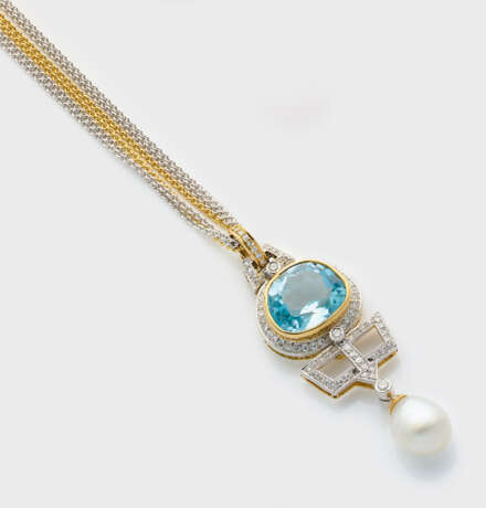 Collier mit Blautopas-Perlanhänger - photo 1