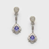 Paar glamouröse Tansanit-Diamant-Ohrgehänge - photo 1
