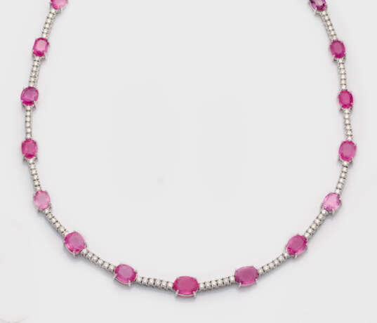 Elegantes Padparadscha-Saphir-Brillant-Collier - Foto 1